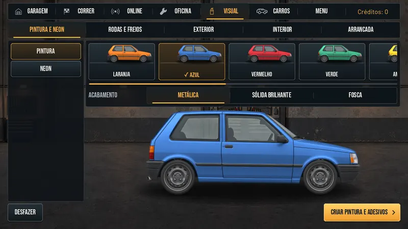 Paint shop: choose the colour and finish of the car, shown in the workshop.