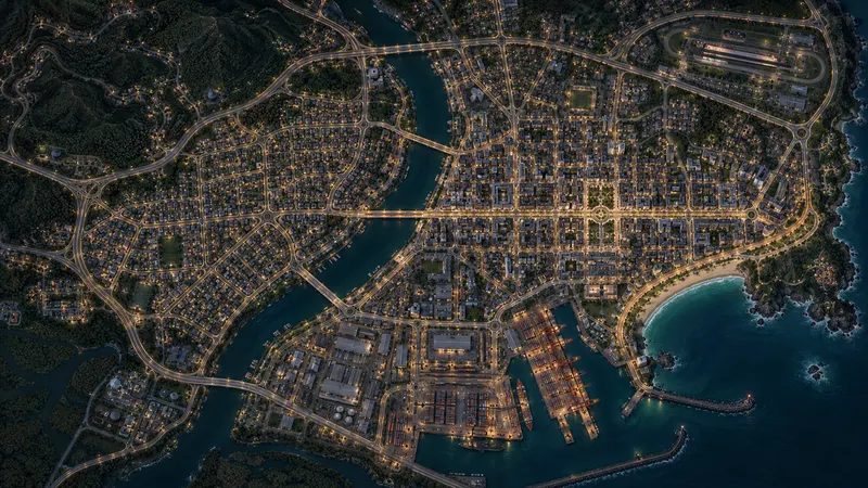 The city map at night, where you pick where to race.